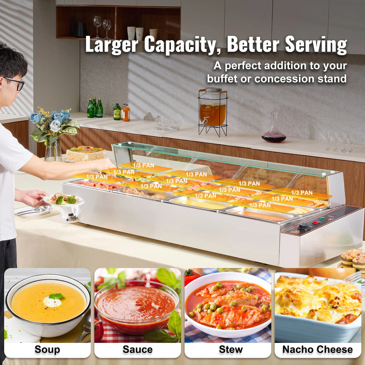 SucceBuy 12-Pan Commercial Electric Steam Table Food Warmer Commercial Food Warmer Vue
