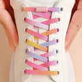 New 1Pair No Tie Shoe Laces Colorful Buckle Shoelaces Pearl Light Colorful Fashion Without Ties Elastic Laces Sneaker Kids Adult Vue Pink Rainbow-1 pair