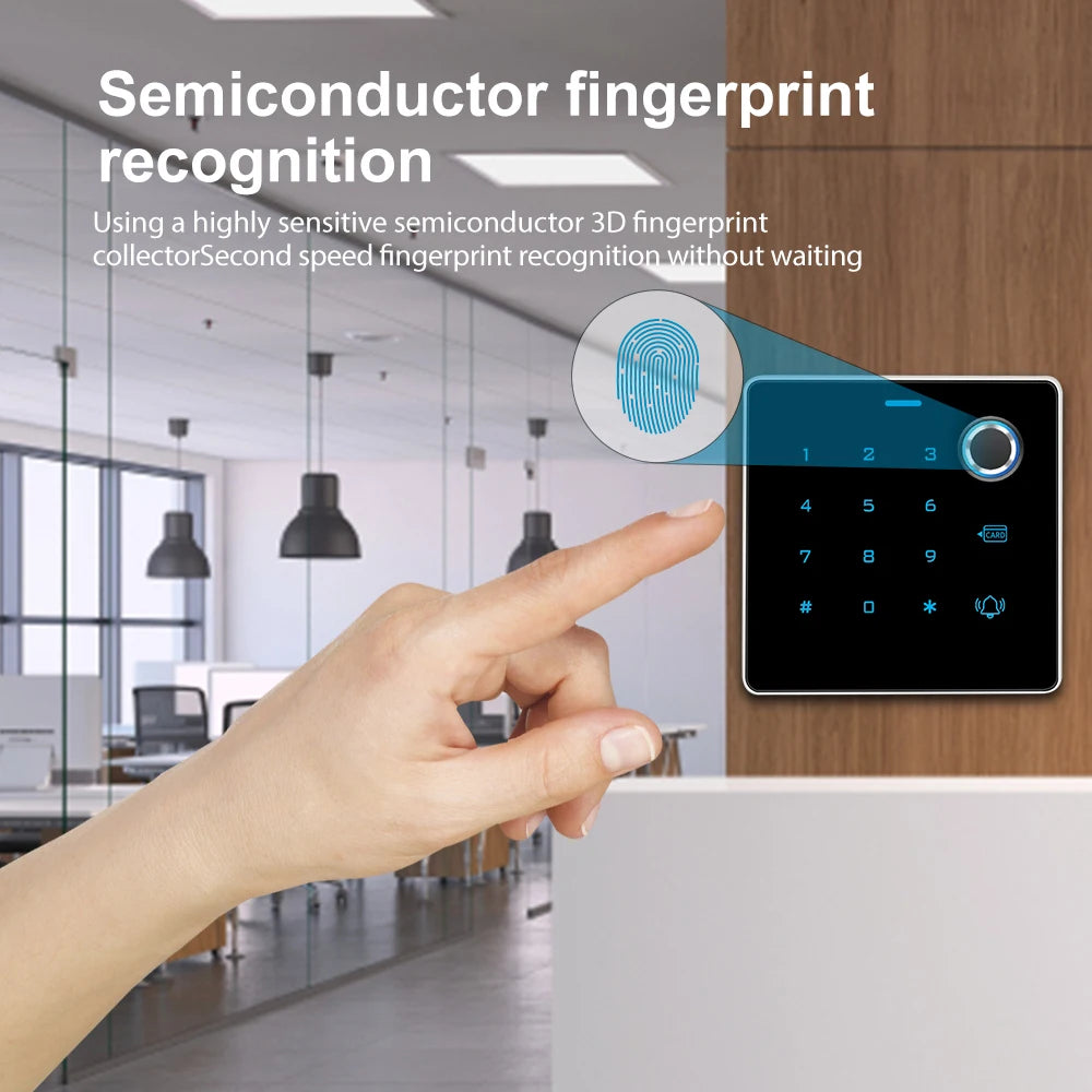 New Arrive Exquisite Design Zinc Backlight Fingerprint Keypad Standalone Metal for 12V Electric Access Control System Door Entry Vue