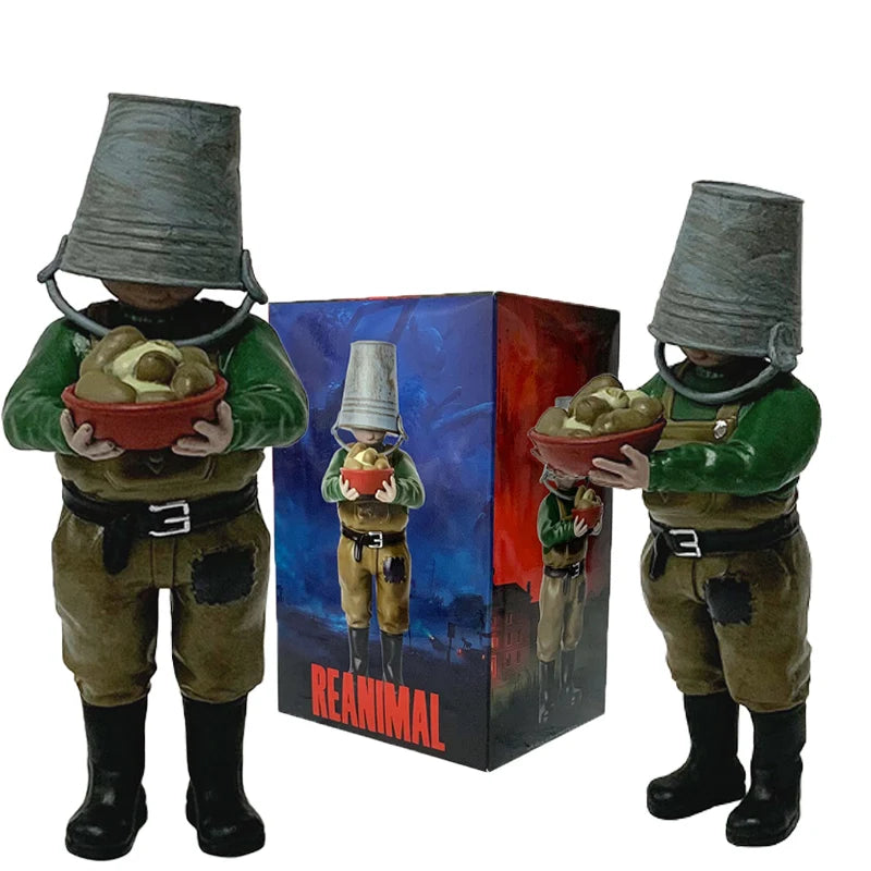 12cm Game Reanimal Character Figurine Iron Bucket Model Toy Collectible Figure Display Model Toy Gift Vue