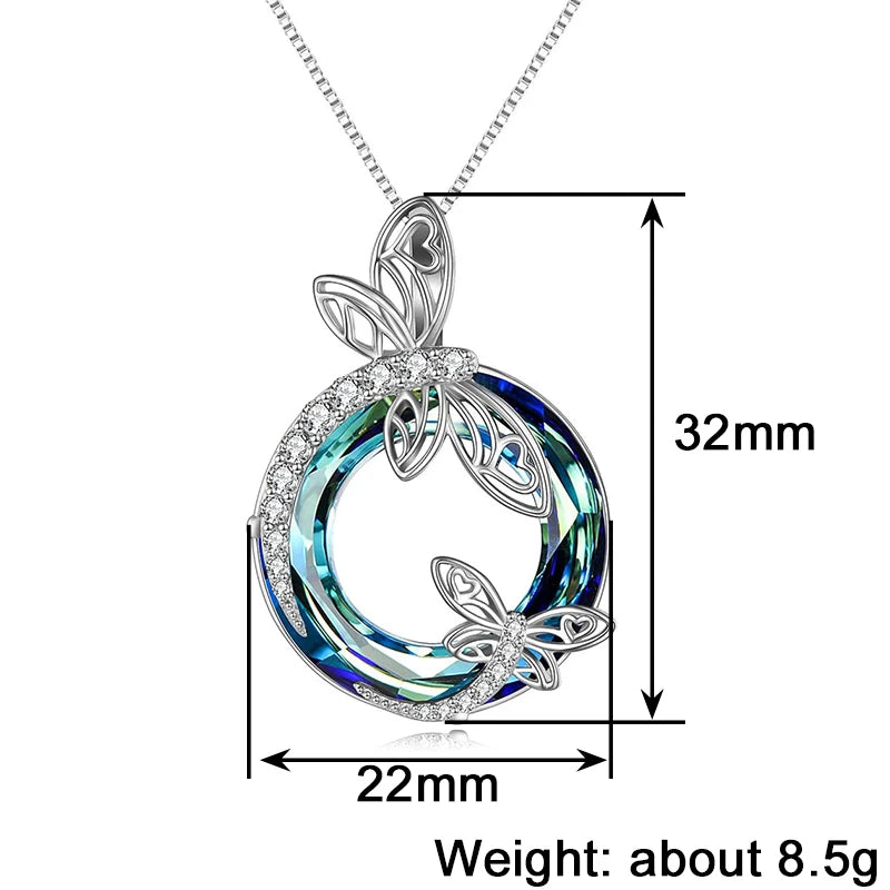 Huitan Dragonfly Pendant Necklace – Blue Cubic Zirconia Pendant Necklace Vue