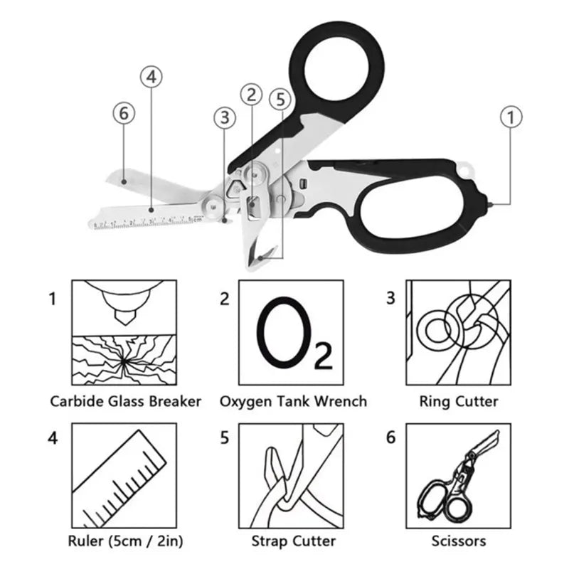 First Aid Medical Scissors Outdoor Tactical Scissors Multifunctional Tactical Pliers Folding Scissors Outdoor Survival Tools Vue