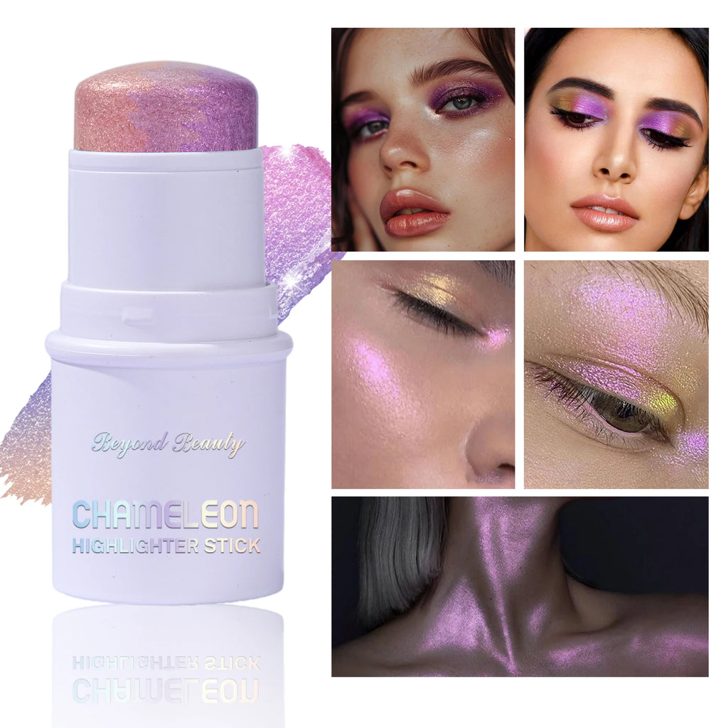 Chameleon Holographic Glitter Shimmer Stick,Makeup for Face and Body,Color Changing Under Light,Long Lasting Highly Pigmented Vue