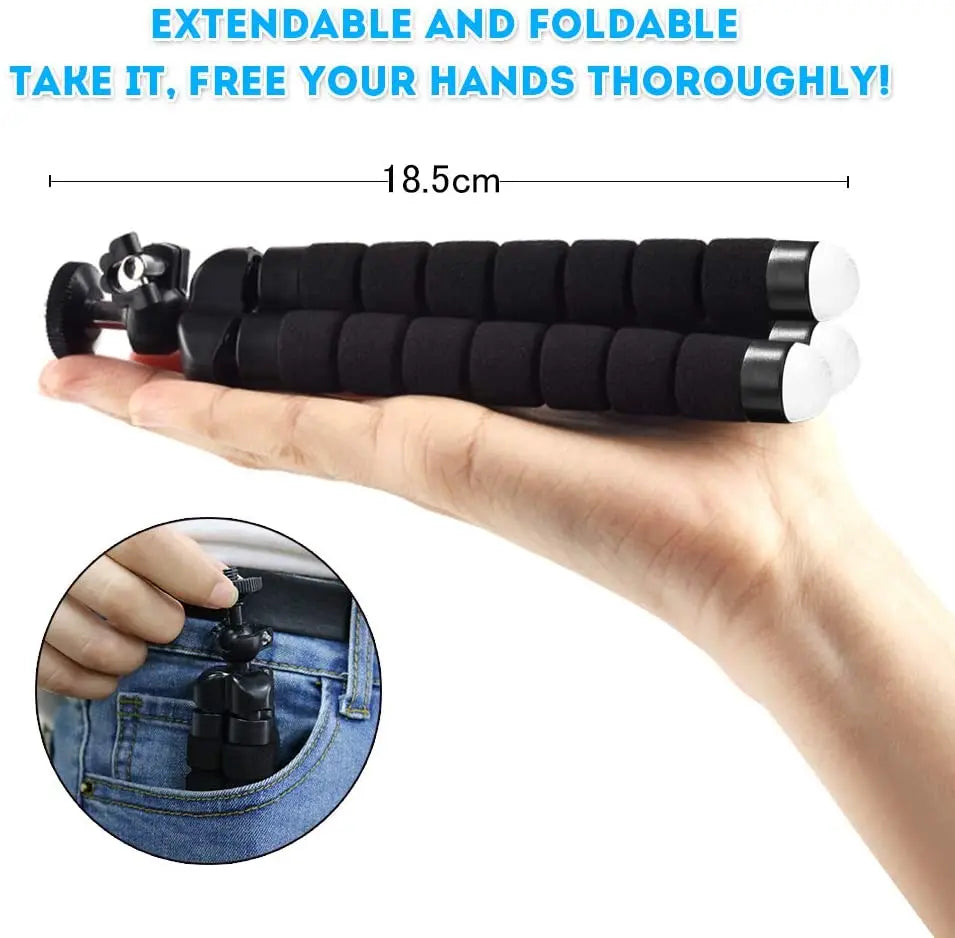 Flexible Cell Phone Tripod Mini Cell Phone Tripod with Cell Phone Holder Regular 1/4-20 Screw 360° Swivel Flexible Travel Tripod Vue