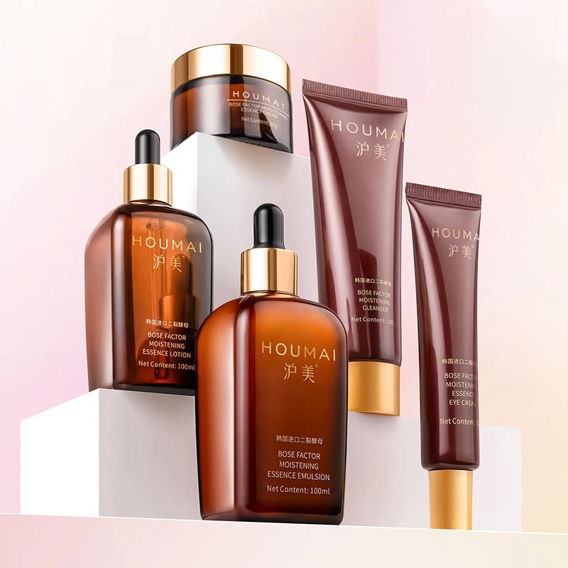 Bosein Facial Care Essence Five-Piece Set, Rich in Skin Care Ingredients Such as Bifid Yeast, the Set Includes Cleansing Milk, Essence Serum, Essence Lotion, Eye Cream, and Face Cream, Hydrating and Moisturizing, Suitable for Vue