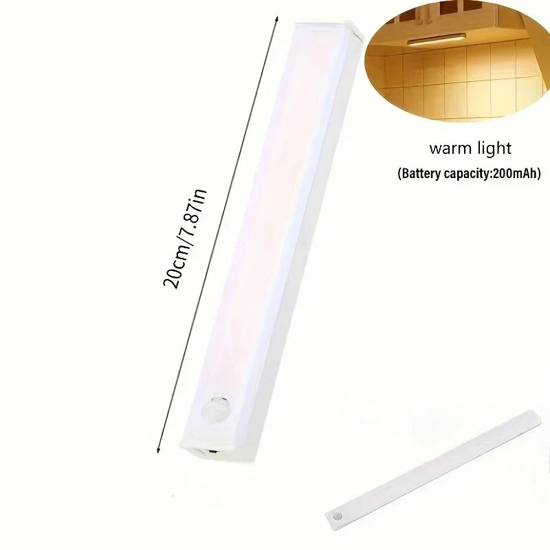 Rechargeable Magnetic LED Strip Light with Motion Sensor for RV Cabinet Wardrobe Kitchen - Wireless Night Light Vue Warm Light