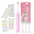 Kids Rechargeable Electric Toothbrush with Waterproof Stickers IPX7 2 Min Timer Toothbrush With Replacement Head Vue PK