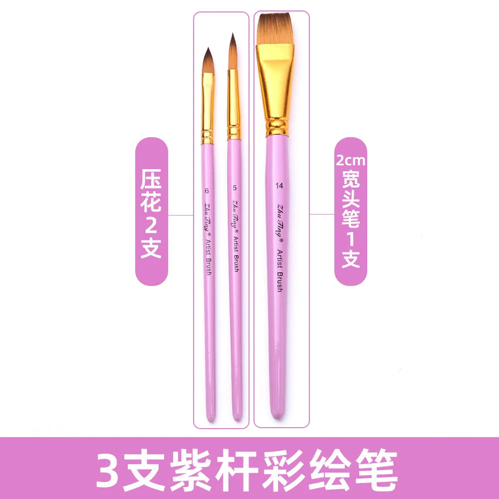 Professional Face Body Art Brush Nylon Artist Brush for Painting Acrylic Oil Watercolor Gouache Vue ZT3-PURPLE China Mainland