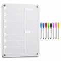 Reusable Fridge Weekly Calendar Multifunctional Transparent Magnetic Acrylic Weekly Planner Frameless with 8 Markers Vue Transparent