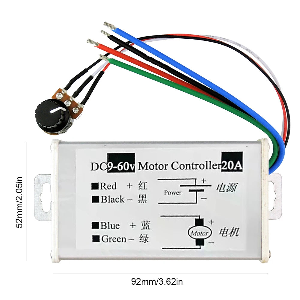 PWM DC Motor Speed Controller 9–60V 20A | Motor Driver Motor Speed Controller Vue