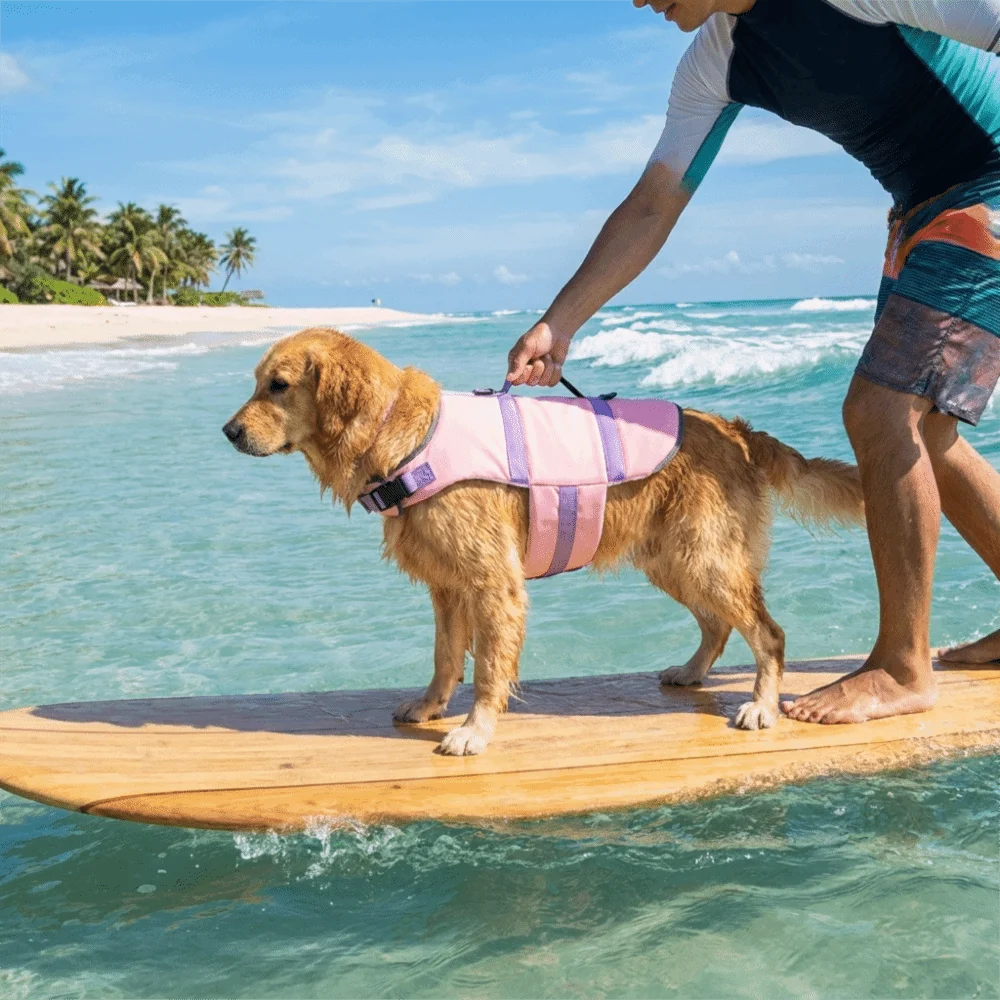 Dog Swimsuit Adjustable Pet Life Vest High Flotation Waterproof Dog Life Jacket with Handle Breathable Dog Safety Vests Swimming Vue