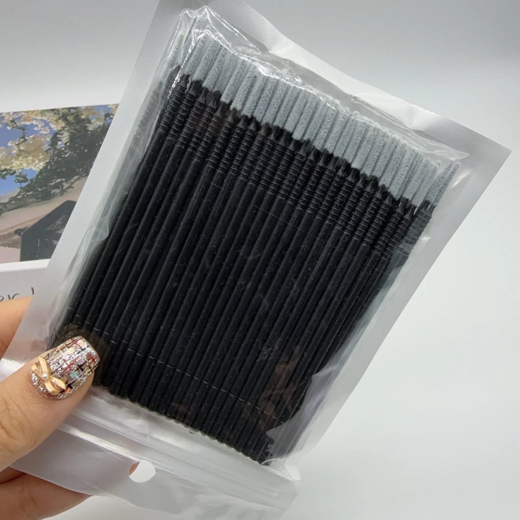 100/400pcs Micro Brush Disposable Mascara Wands Applicator Eyelash Extension Makeup brushes Tools Lash Removing Swab Microbrush Vue A0125-100PCS Black