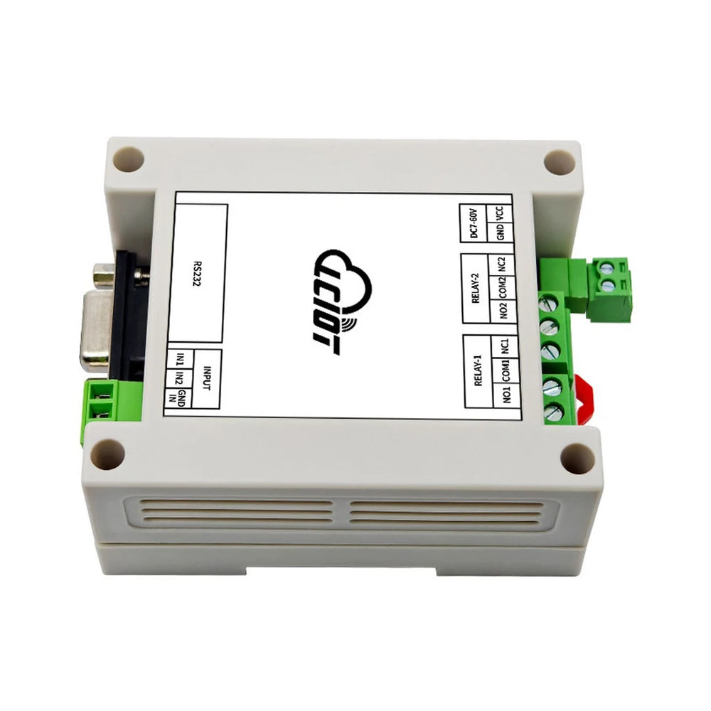 Modbus RTU 2IN 2OUT Relay Module RS232 Serial Control, Optocoupler Input DC3.3-24V Digital Detection & Power Control Module Vue