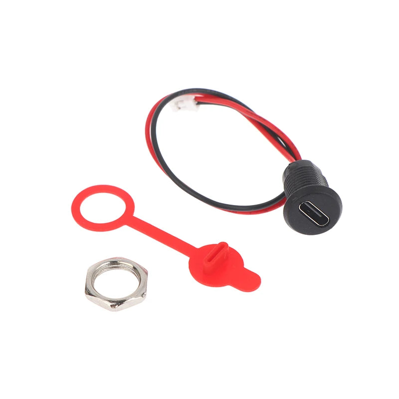5/8/10Pcs 2Pin Charging Socket Female Mount Adapter USB Type-C Port Charging Interface Socket Female Type C 3A With Cover Caps Vue