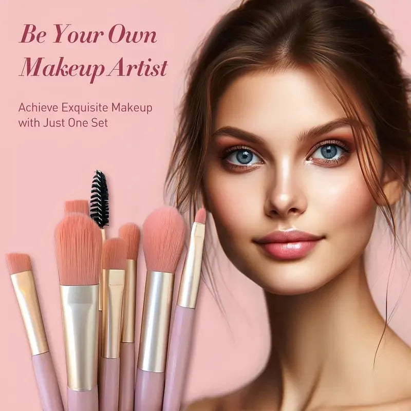 8pcs Makeup Brush Set, Professional Cosmetic Tools, Foundation Powder, Eyeshadow, Kabuki Blending, Beauty Tool Vue
