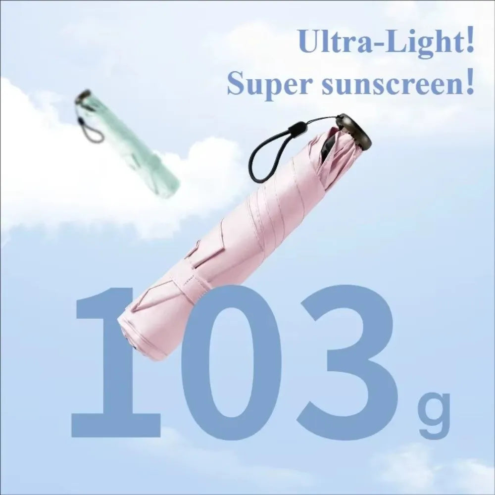 Foldable Manual Sun Umbrella Protection 6-Bone Frame Dual-purpose