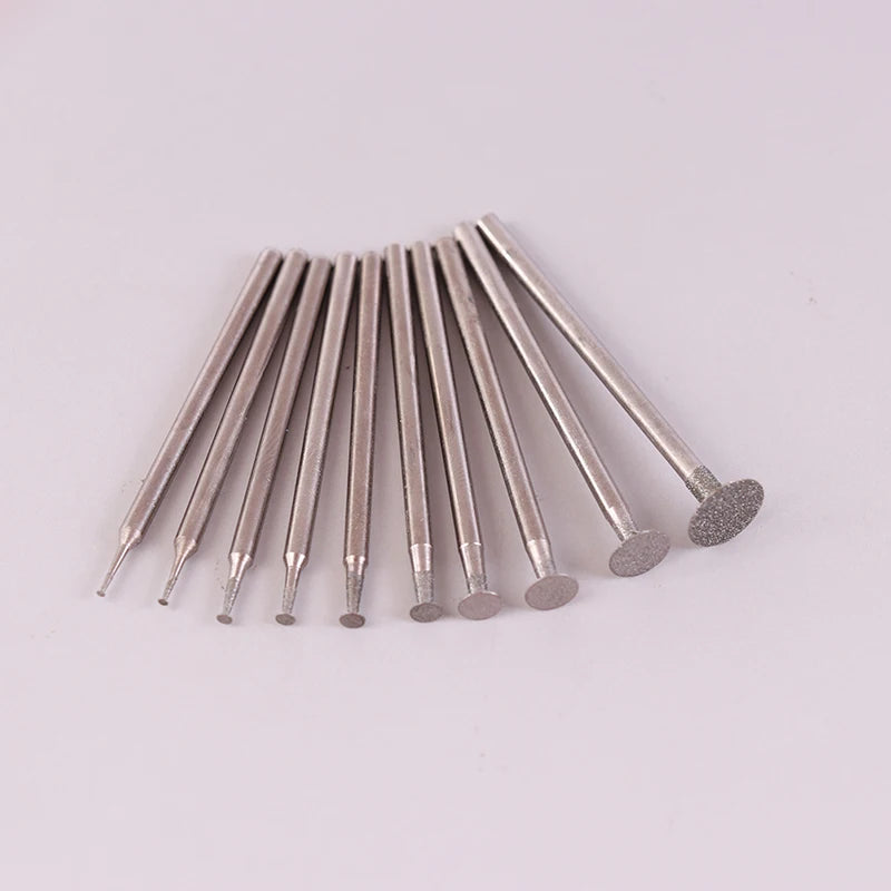 10PCS Ultra-Thin T Head Shank Diamond Mounted Point Stone Jade Carve Polish Engrave Tools Set Grinding Bit Accessory Vue 10PCS