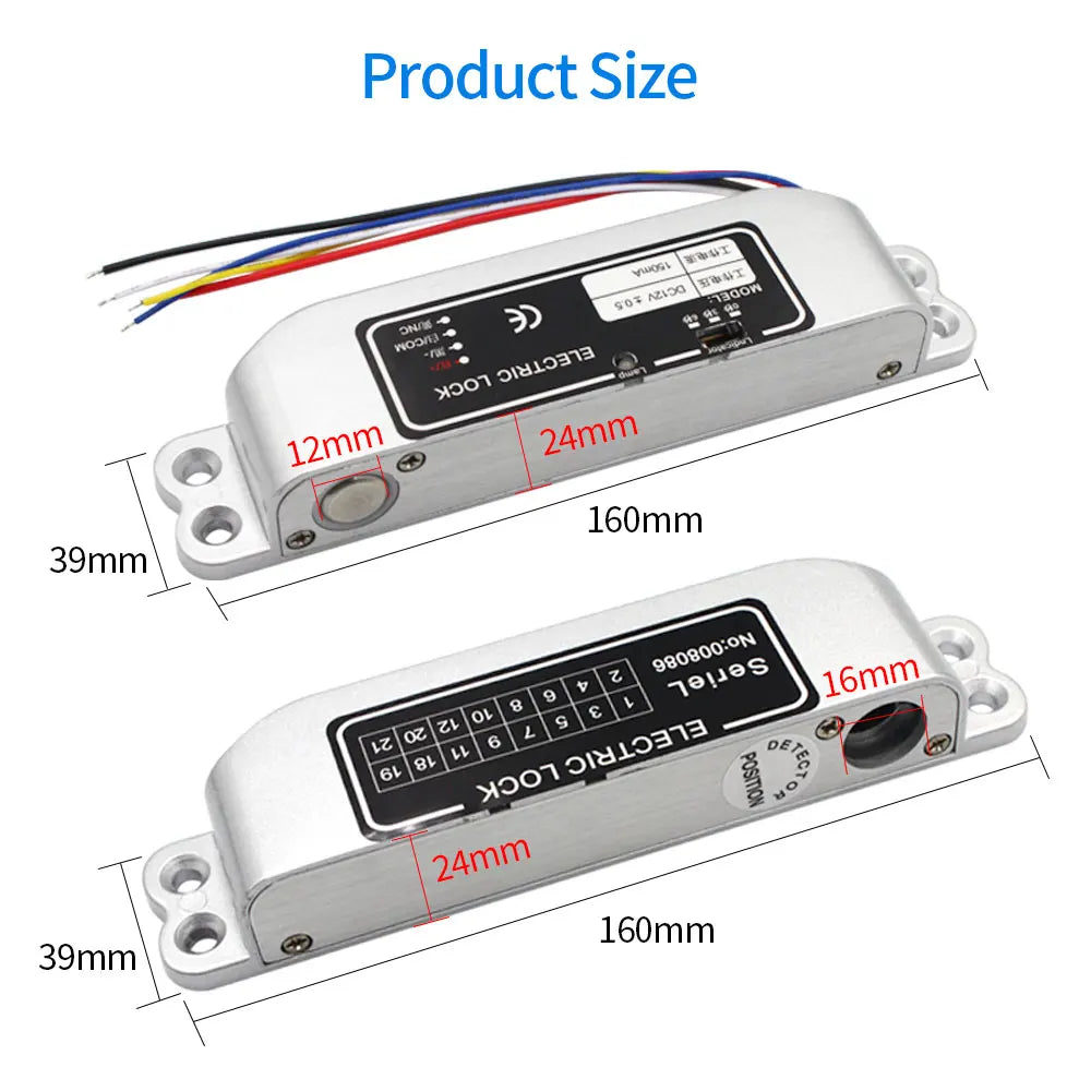 Fail Safe 5 Wires DC12V Drop Electric Bolt Lock Time Delay Electronic Mortise Lock with Feedback Signal for Wooden Metal Door Vue