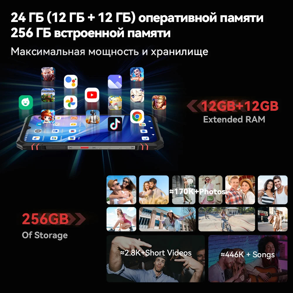 Cubot King Kong Star 2, Ultra-Slim Rugged Smartphone 5G, 4nm MTK D8200, 24GB+256GB,6.72-inch 144Hz Large Display Vue