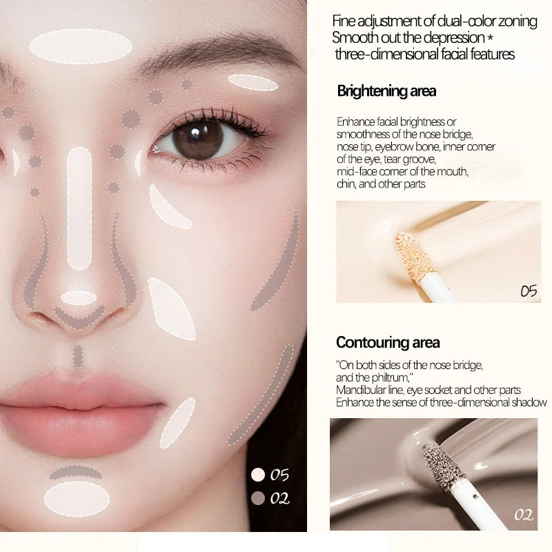 4-Color 3D Face Contour Liquid Bronzer Shade Smooth Highlight Mirror Lasting Natural Nose Shadow Waterproof Brighten Makeup Vue