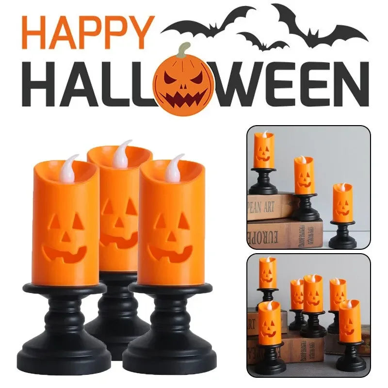 Halloween Candle Light LED Candlestick Lamp Ornaments Props Happy Halloween Party Props Pumpkin Candle Light Colorful Decoration Vue
