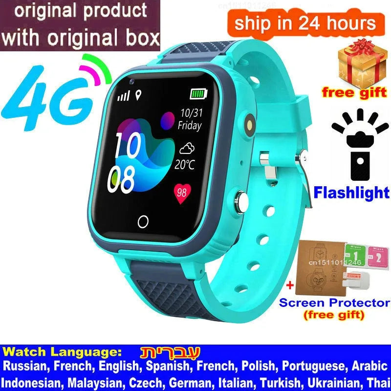New Update LT21 4G Smart Watch Kids GPS WIFI Video Call SOS Child Smartwatch Camera Monitor Tracker Location Phone Watch Boy Vue Green Global version
