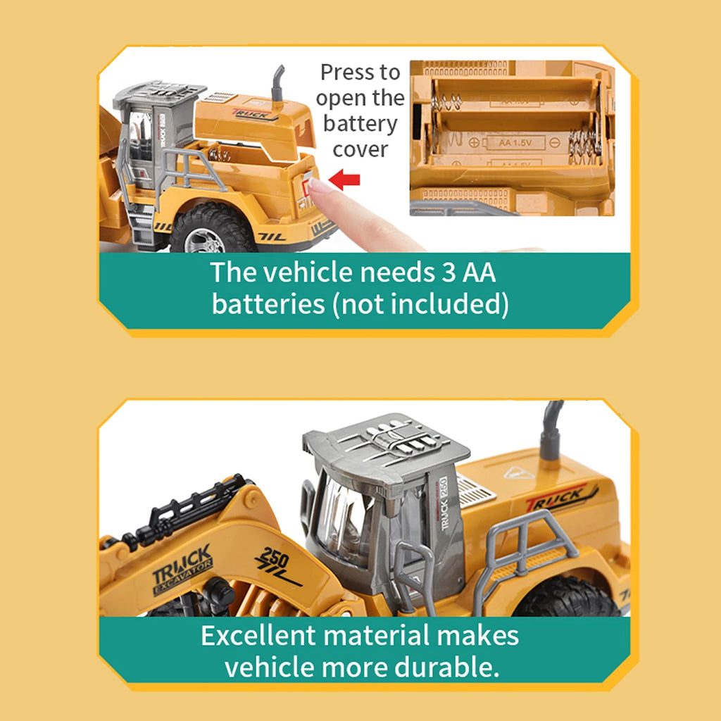Construction Loader Excavator Toy, Wireless Remote Control Excavators Digger Vehicles Engineering Car Toys Excluding Batteries Vue