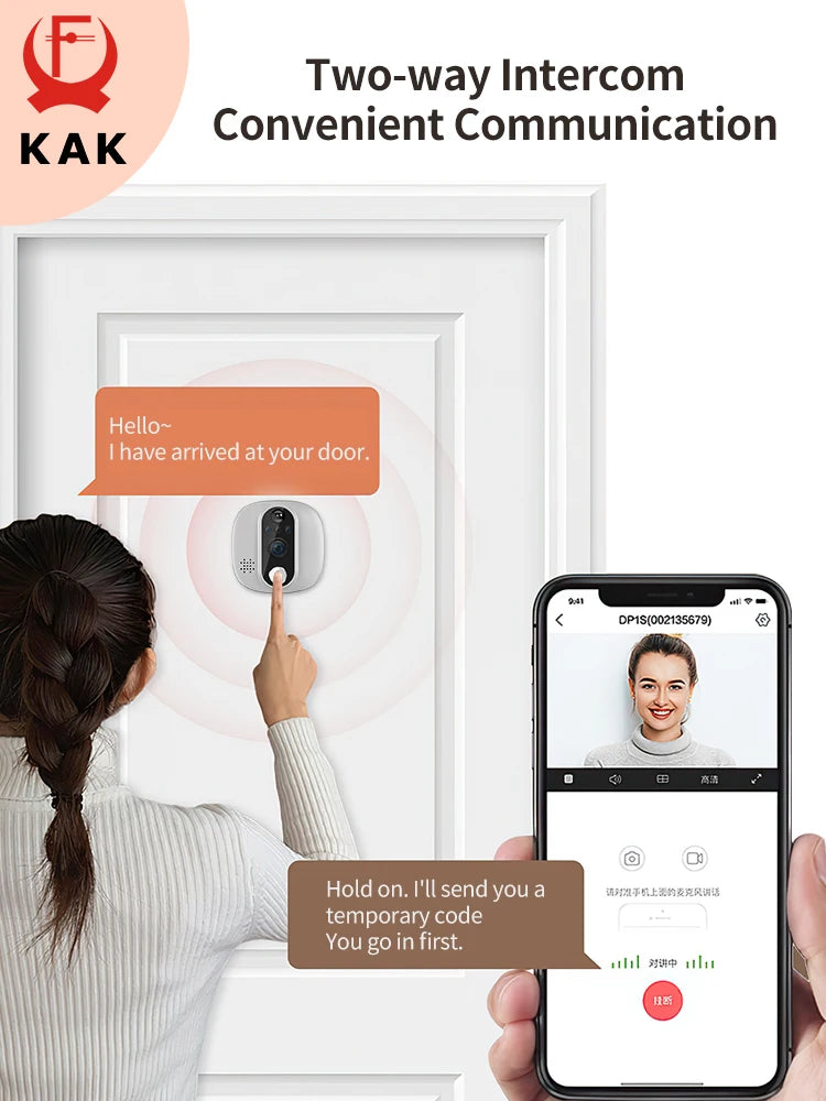 Tuya 1080P WiFi Door Bell Camera Google Alexa Smart Life Video Peephole PIR Motion Detector Digital Door Viewer with Intercom Vue