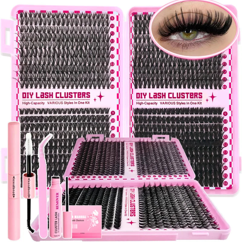 30D+40D+60D+80D False Eyelashes Set 9-16mm MIxed Individual False Eyelashes with Lash Applicators Vue 30D40D60D80D