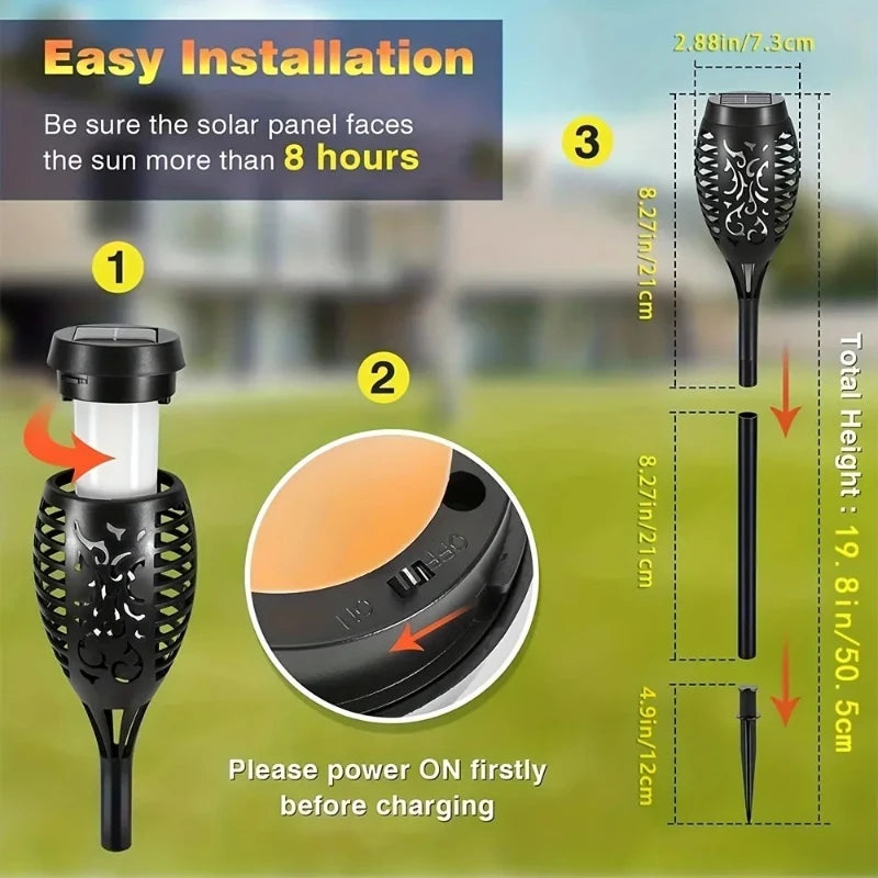12LED Solar Flame Light Outdoor,Waterproof 12LEDs Torches Landscape Lamp for Outdoor Courtyard Garden Yard,Halloween Decorations Vue