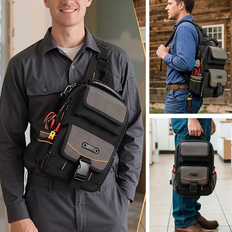 FISOKEE Electrician Tool Bag – Multi-Pocket & Shoulder Strap Electrician Tool Bag Vue