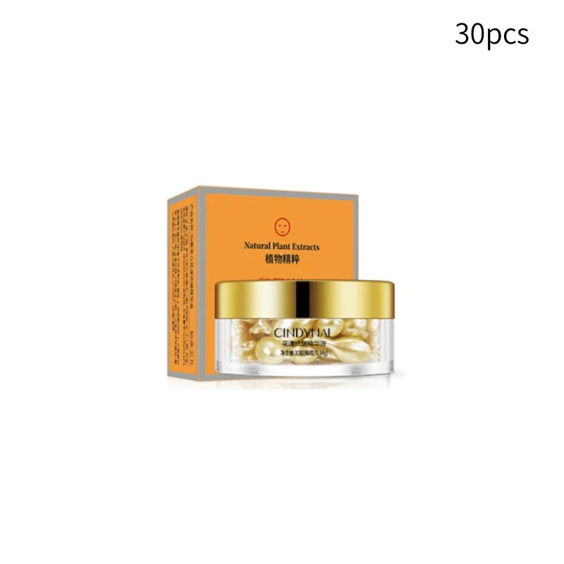 Placenta and Hyaluronic Acid Essence Capsules - Deeply Nourishes and Moisturizes the Skin, Revealing Youthful Skin, Suitable for Locking in Moisture on the Face and Neck - Easy to Carry, Use Anytime, Anywhere, Perfect for Tra Vue 1Box30Pcs