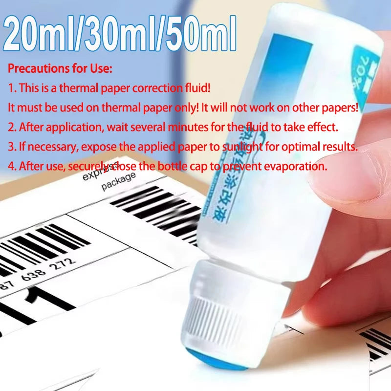 Thermal Paper Privacy Fluid – Fast-Drying Receipt Eraser Privacy Correction Fluid Vue