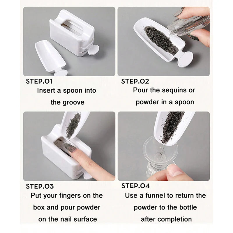 1PC Double Layer Glitter Powder Recycling Box White Color Nail Art ManicureTools For DIY Nail Storage Portable Container 2022 Vue