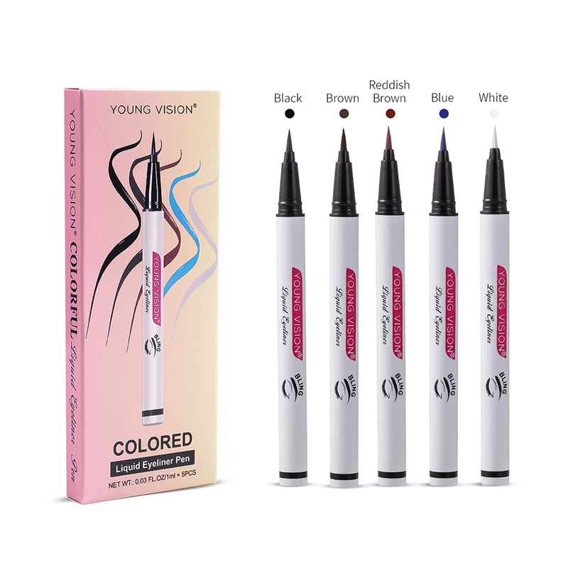 YOUNG VISION 5color waterproof color eyeliner pen, sponge head, eyeliner liquid, quick drying, 5 colors optional Vue 8034-5PCS-01