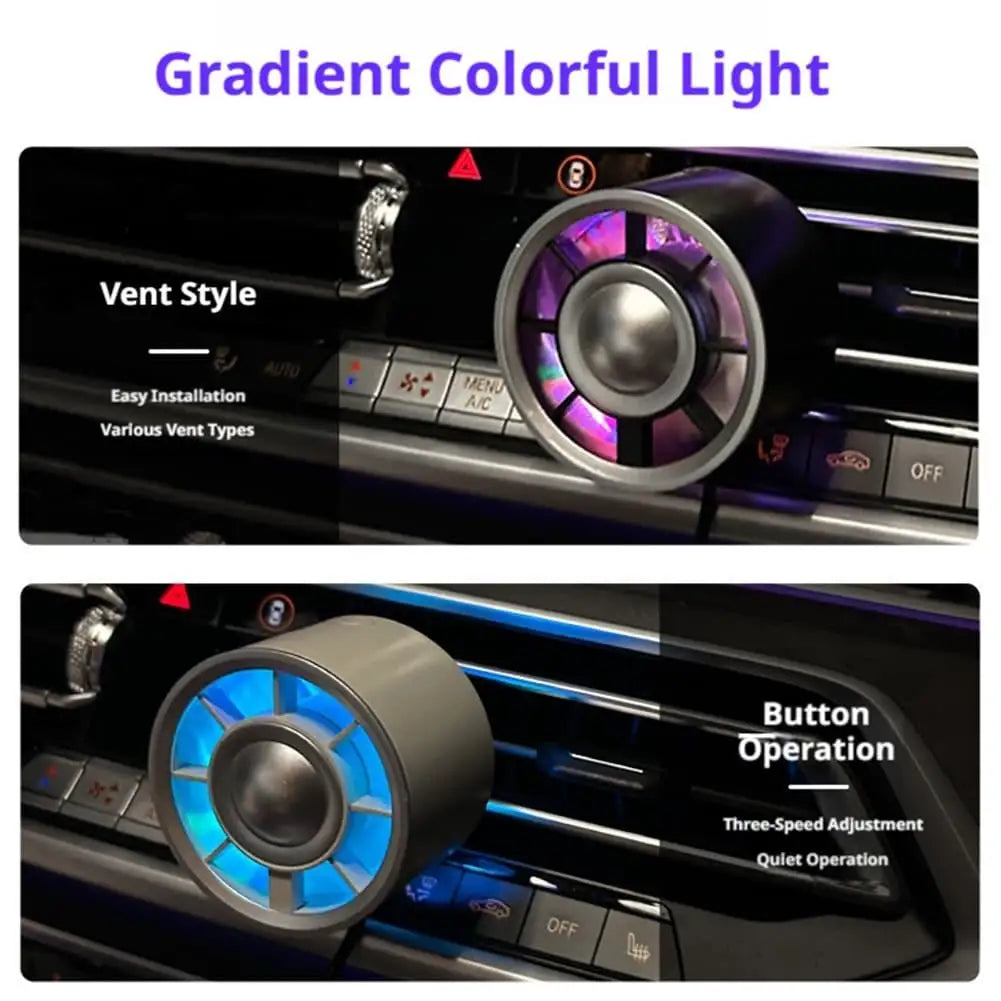 Powerful Wind Car Air Outlet Aromatherapy Fan Colorful Car Air-conditioning Truck Clip Small Fan 2026 USB Charging Mini Car Fan Vue