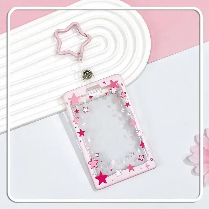 Star Sliding Cover Card Holder Transparent Portable ID Protector Kpop Photocard Photo Case Student School Card Bus Card Holder Vue A22