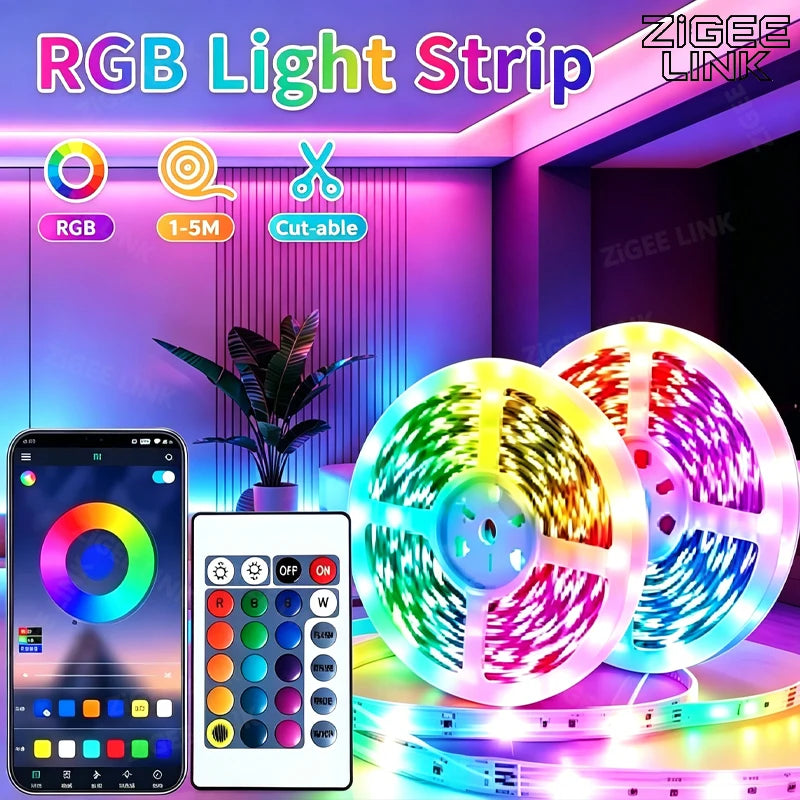 LED Strip Light Smart APP Remote Control RGB Self-adhesive Flexible Ribbon Diode Lamp Tape For TV Backlight Game Room Home Decor Vue