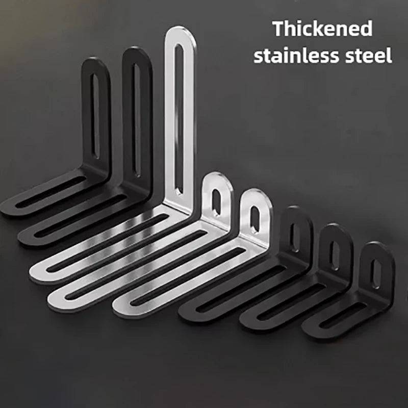 1PCS L-shaped Stainless Steel Adjustable Angle Code Long Hole Activity 90 ° Right Angle Furniture Fixer Shelf Bracket Connector Vue