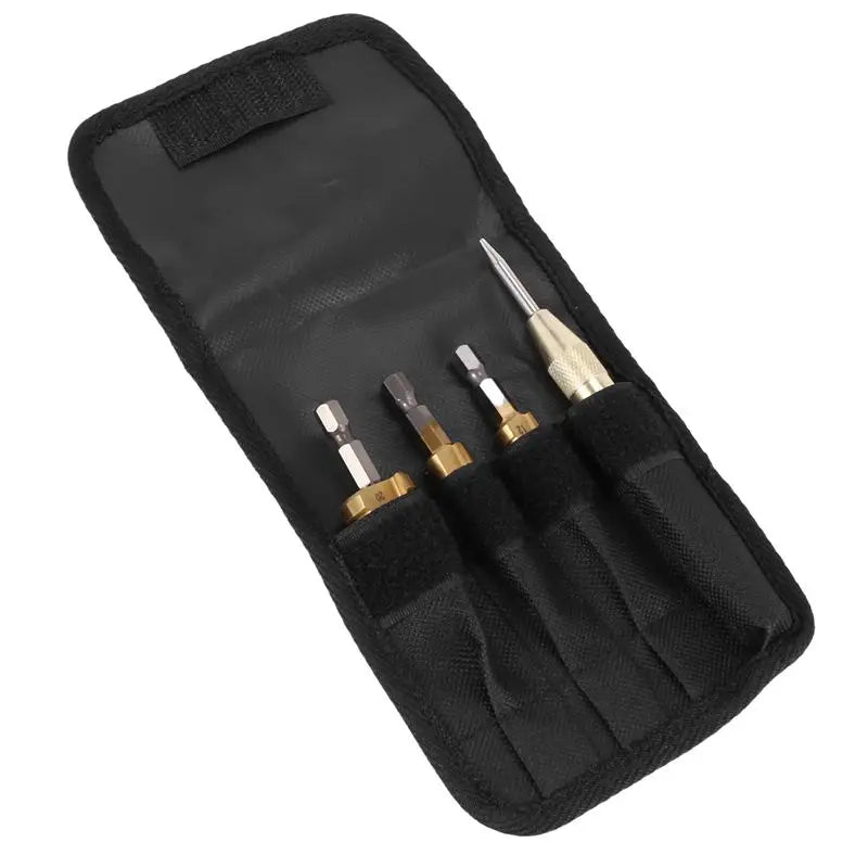 ABKW-15 Pcs HSS Titanium Step Drill Bit Set & 5 Pcs Automatic Center Punch Vue