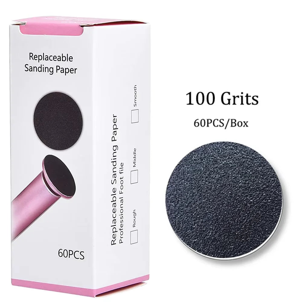 60 PCS/Lot Tool Foot File Sandpaper Disk Sanding Foot Callus Remover Replacement Paper Accessory For Electric Tool Pedicure Vue A0384-100 gift