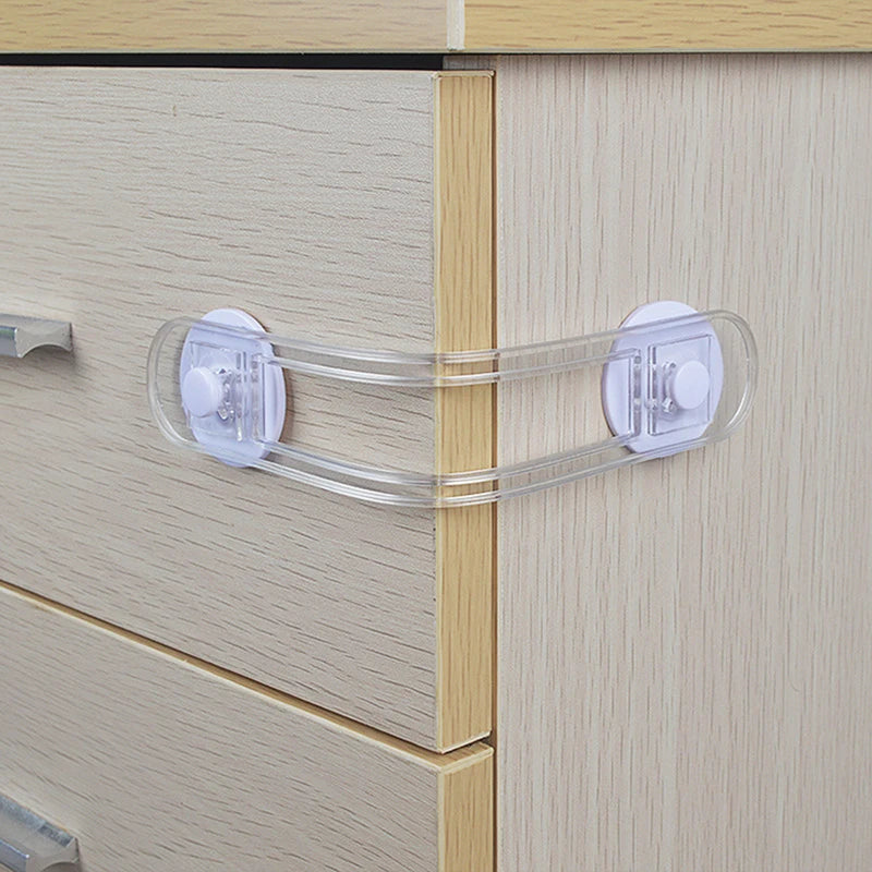 5pcs Multi-functional Baby Child Safety Lock Drawer Refrigerator Lock Transparent Anti-Opening Soft Strap Safety Lock Vue