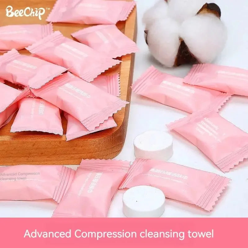 50PCS For Sensitive Towels Compressed Compressed Bag Suitable Travel Face Pack In Skin Cotton Cleansing Towel Disposable Vue