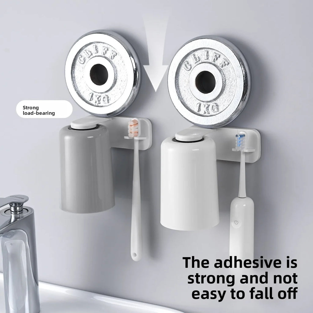 Magnetic Suction Toothbrush Cup Holder Wall Mounted No Drilling Toothbrush Storage Rack Bathroom Accessories Vue