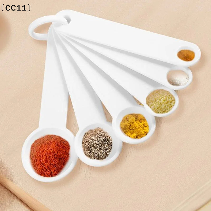 1Set Measuring Cups And Spoons Set White Plastic Kitchen Tools For Baking Cooking Mixing With Accurate Markings〔CC11〕 Vue