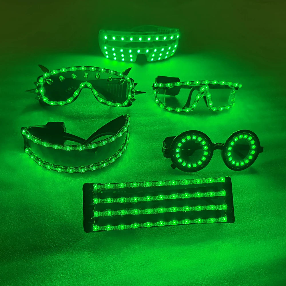Full Color Remote Control Burst Flashing LED Glow Glasses LED Glasses Rivet Punk Glasses for Christmas Party Vue