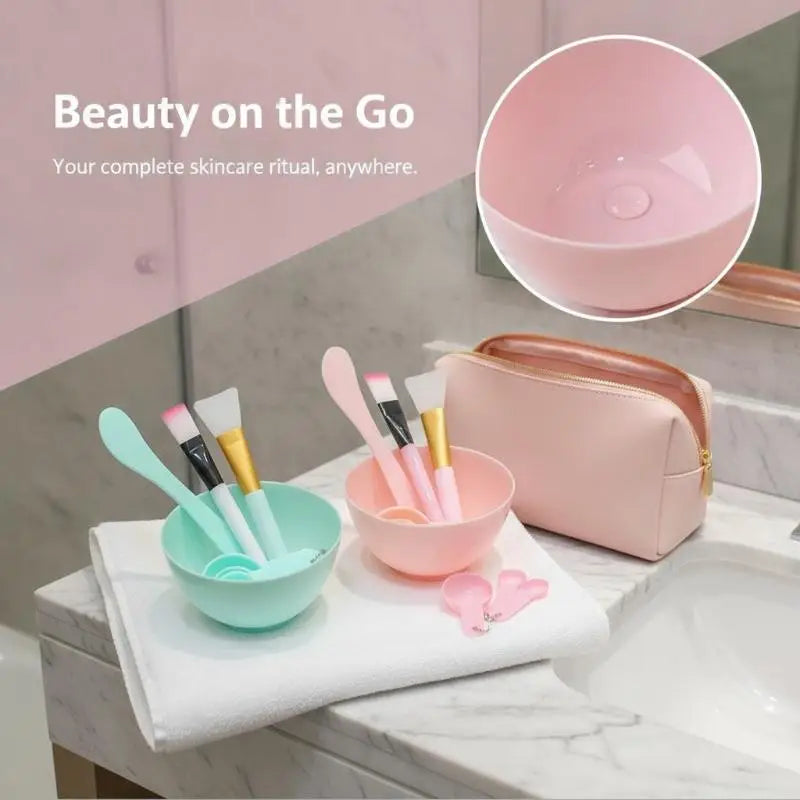 7Pcs DIY Facial Mask Mix Kit Soft Silicone Brush Spoon Spatula Face Mud Bowl Home Beauty Supply Vue