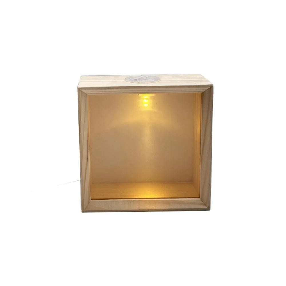 Decorative Wooden Shadow Box Frame Transparent Soft Light Wood DIY Nightlight Acrylic Panels Handmade Unfinished Wooden Box Vue Khaki