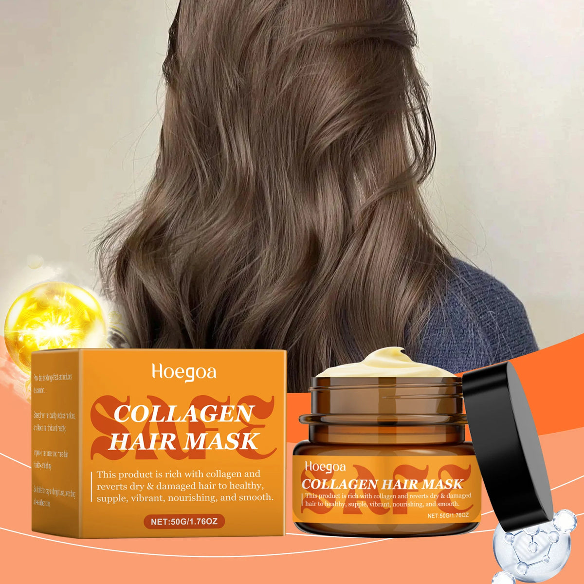 Collagen Hair Mask - Deep Moisturizing Treatment For Dry Damaged Hair - Reduces Frizz & Tangles - Restores Shine & Softness Vue Default Title