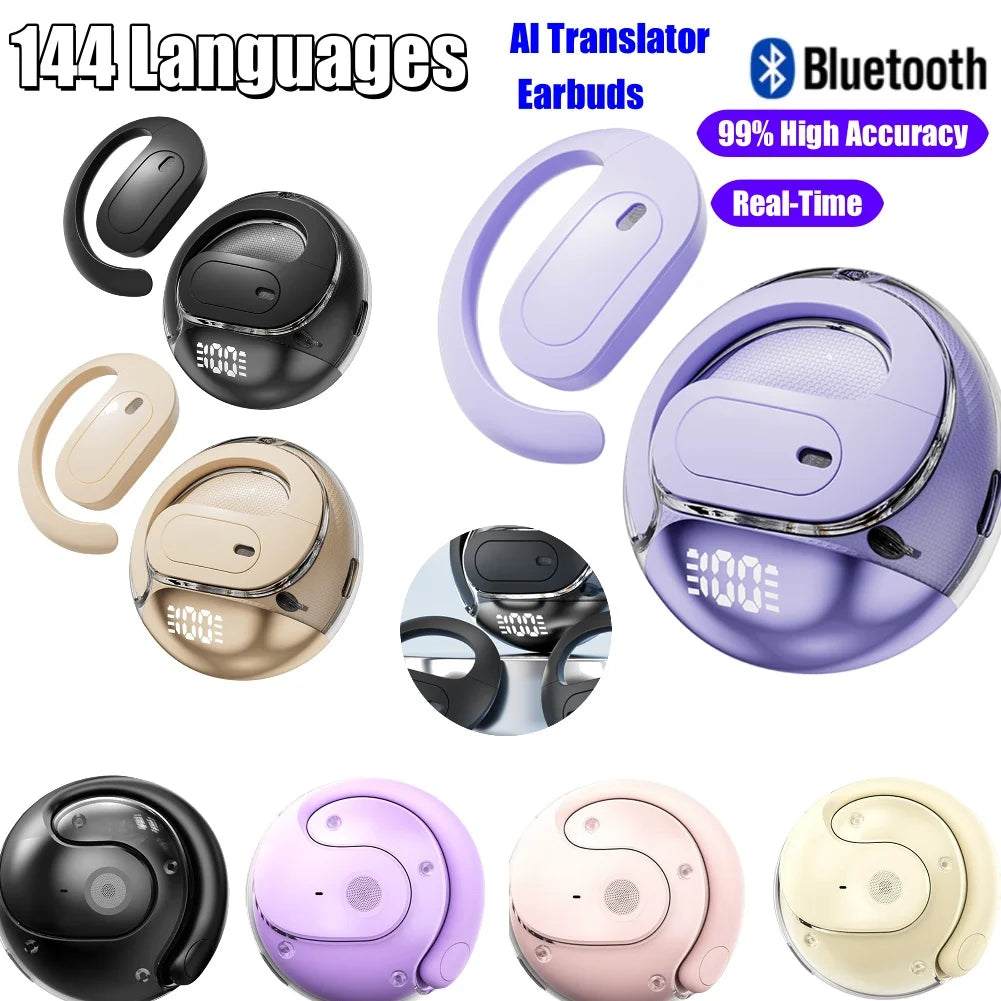 AI OWS Translation Earphones Wireless BT5.3/5.4 Language Translator Earbuds Real-time Smart Voice Translation Device Earphones Vue